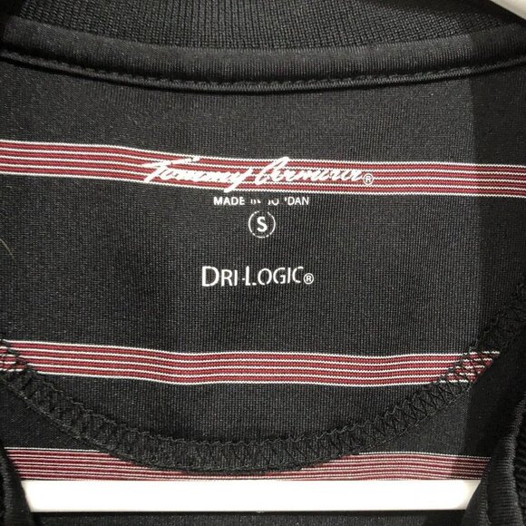 Tommy Armour Dri Logic Polo Shirt Short Sleeve Black Red Striped Mens Small - Picture 2 of 7